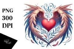 Digital Painting Heart with Wings, PNG Product Image 1