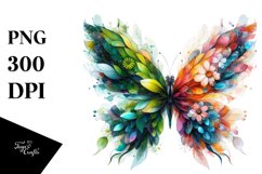 Vibrant Butterfly with Flowers, PNG Product Image 1