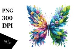 Vibrant Butterfly with Flowers, PNG Product Image 1