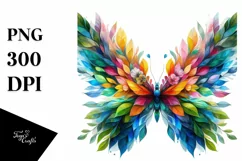 Vibrant Butterfly with Flowers, PNG Product Image 1