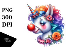Colorful Baby Unicorn Clown Nose PNG Product Image 1