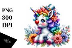 Colorful Baby Unicorn Clown Nose PNG Product Image 1