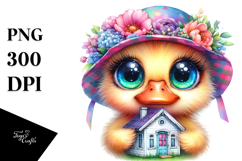 Vibrant Crazy Eyes Happy Baby Duck with Tiny Hose PNG Product Image 1