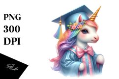 Colorful Baby Unicorn Graduation Gown PNG Product Image 1
