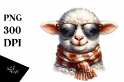 Watercolor Cute Lamb Portrait | Clipart Product Image 1
