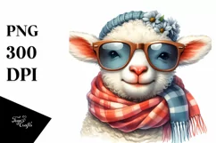 Watercolor Cute Lamb Portrait | Clipart Product Image 3
