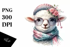 Watercolor Cute Lamb Portrait | Clipart Product Image 1