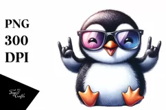 Funny Cute Penguin Smiling with Sunglasses Clipart Product Image 3