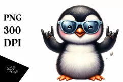 Funny Cute Penguin Smiling with Sunglasses Clipart Product Image 3