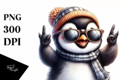 Funny Cute Penguin Smiling with Sunglasses Clipart Product Image 3