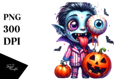 Funny Vampire in Pajamas, Cartoonish PNG Product Image 1