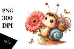 Detailed Baby Snail Basket Flowers Gerbera Bouquet | Clipart Product Image 3