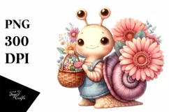 Detailed Baby Snail Basket Flowers Gerbera Bouquet | Clipart Product Image 1