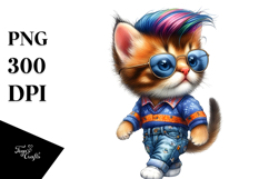 Watercolor Style Funny Cat, Transparent PNG Product Image 1