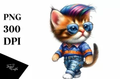 Watercolor Style Funny Cat, Transparent PNG Product Image 3