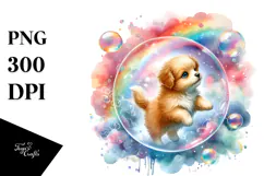 Whimsical Baby Dog in Bubble | Sublimation Clipart Product Image 1