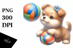 Cute Baby Playing Volleyball | Clipart Product Image 1