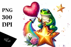 Colorful Frog Heart, PNG Product Image 1