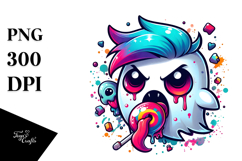 Funny Chibi-Style Ghost with Eyeball Candy PNG Product Image 1