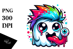 Funny Chibi-Style Ghost with Eyeball Candy PNG Product Image 1