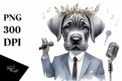 Watercolor Great Dane Pop Singer | Clipart Product Image 3