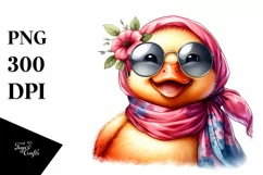 Funny Cute Duck Smiling with Silk Scarf Clipart Product Image 3
