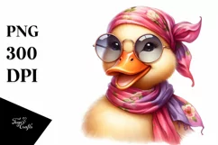 Funny Cute Duck Smiling Silk Scarf Sunglasses Watercolor Product Image 1