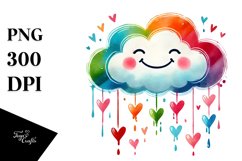 colorful Cloud with Hearts, PNG Product Image 1