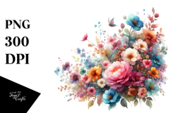 Washed Colorful Flowers PNG Product Image 1