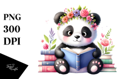 Colorful Panda Reading Book | Clipart Product Image 1
