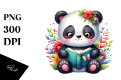 Colorful Panda Reading Book | Clipart Product Image 1