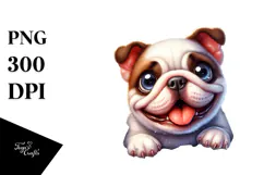 Funny Bulldog Watercolor Clipart Product Image 1