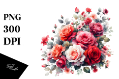 Colorful Red Roses PNG Product Image 1