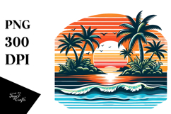 Retro Tropical Island Sunset PNG Product Image 1