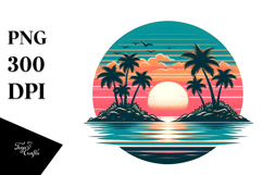Retro Tropical Island Sunset, PNG Product Image 1