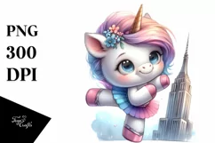 Dancing Baby Unicorn in Sky-High Tower | Sublimation Clipart Product Image 1