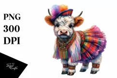 Colorful Baby Highland Cow PNG Product Image 3
