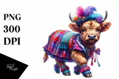 Colorful Baby Highland Cow PNG Product Image 3