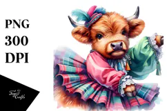 Colorful Baby Highland Cow PNG Product Image 1