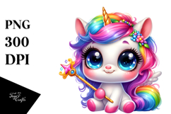 Goofy Baby Unicorn with Magic Wand PNG Product Image 1