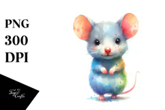 Cute Baby Mouse | Vibrant Watercolor Clipart Product Image 1