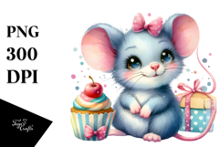 Cute Baby Mouse | Vibrant Watercolor Clipart Product Image 1