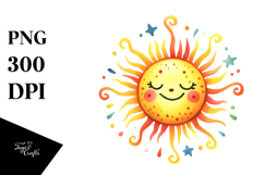 Smiling Sun Watercolor PNG Product Image 1