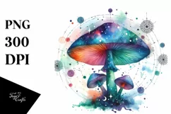 Colorful Magical Celestial Astral Mushroom PNG Product Image 1