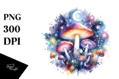 Magical Celestial Mushroom Watercolor Clipart Product Image 3