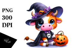 Cute Baby Cow in Style, Halloween PNG Product Image 1