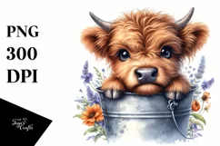 Cute Baby Highland Cow PNG Product Image 1