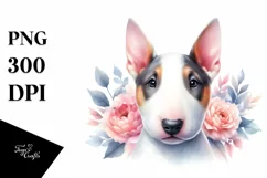 Watercolor Bull Terrier Sticker Clipart Product Image 1