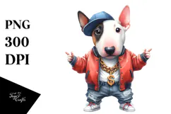 Hip Hop Bull Terrier | Sublimation Clipart Product Image 1