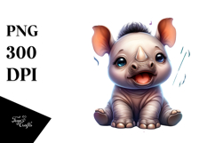 aCute Energetic Singing Rhino with Big Eyes, PNG Product Image 1